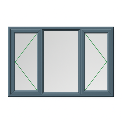 Grey PVC Double Sided Opening Window