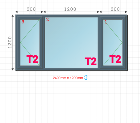 Grey PVC Double Sided Opening Window