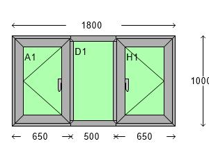 Grey PVC Double Sided Opening Window