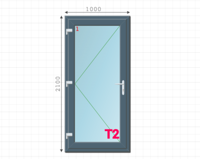 Grey PVC Full Glass Door