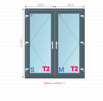 Grey PVC French Door Set