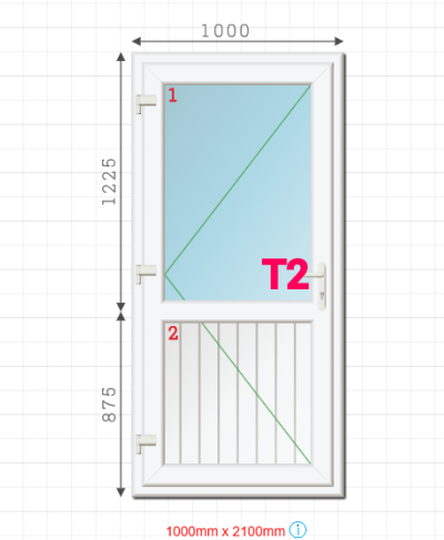 White PVC Half Glass Half Panel Door