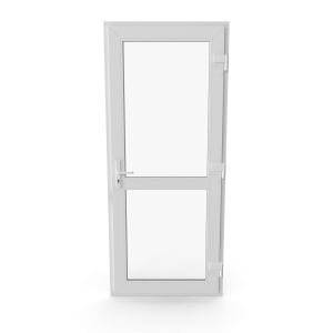 White PVC Half Glass Half Panel Door