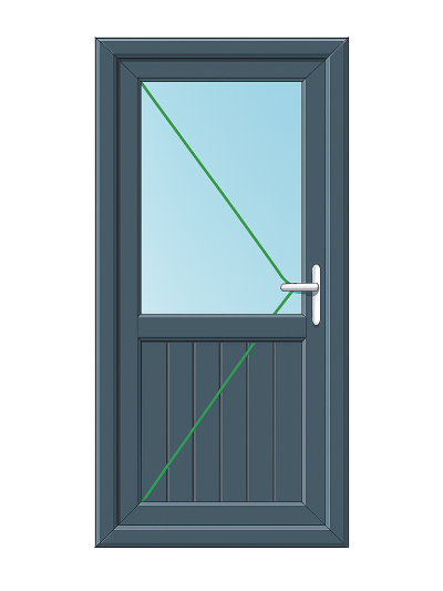 Grey PVC Half Glass Half Panel Door