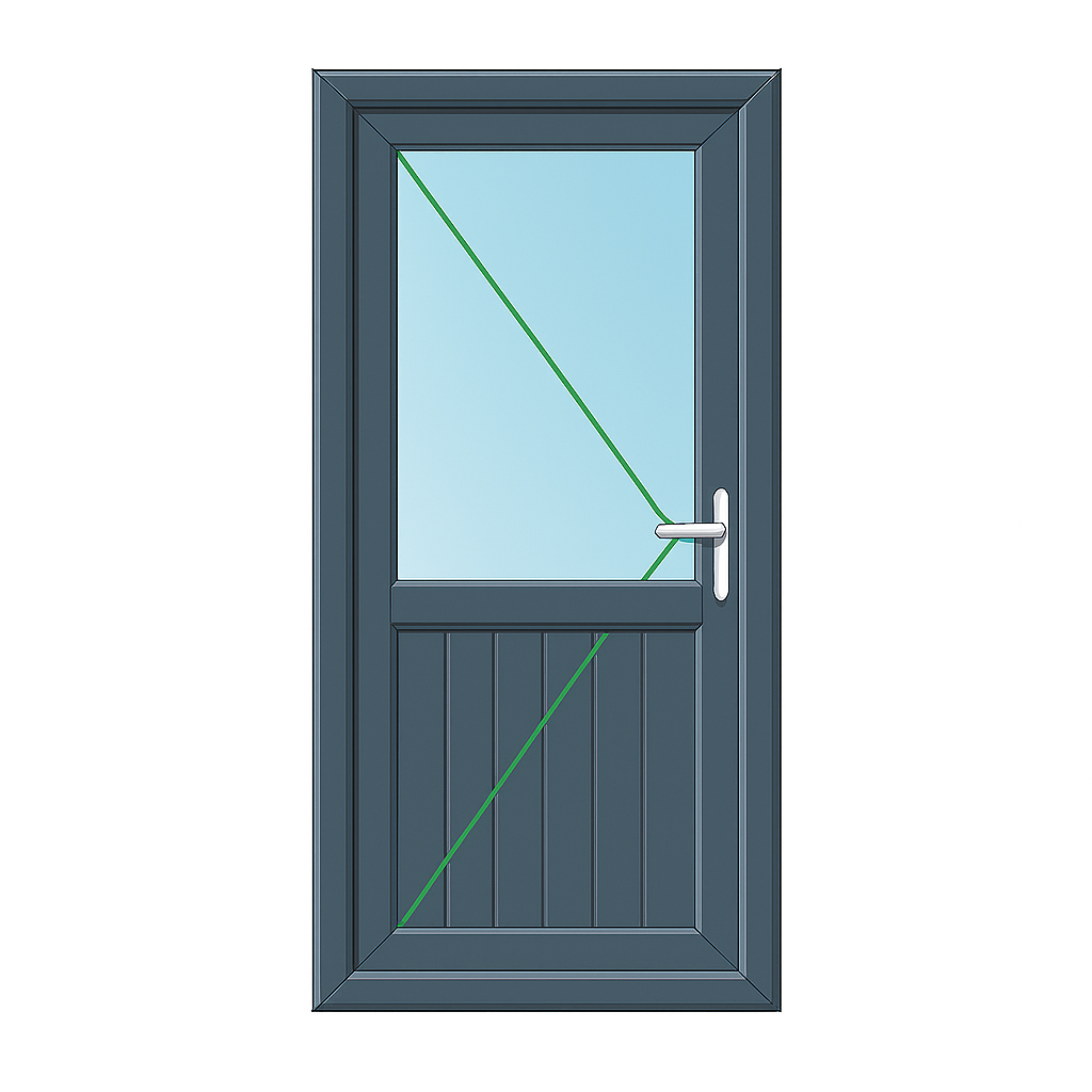 Grey Half Glass Half Panel Door
