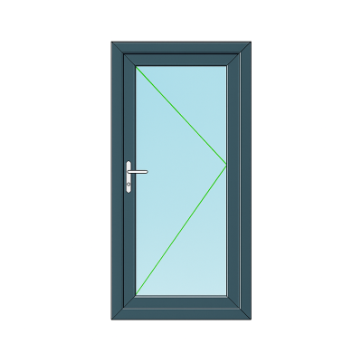 Grey PVC Full Glass Doors