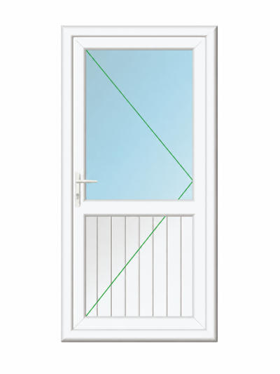 White PVC Half Glass Half Panel Door